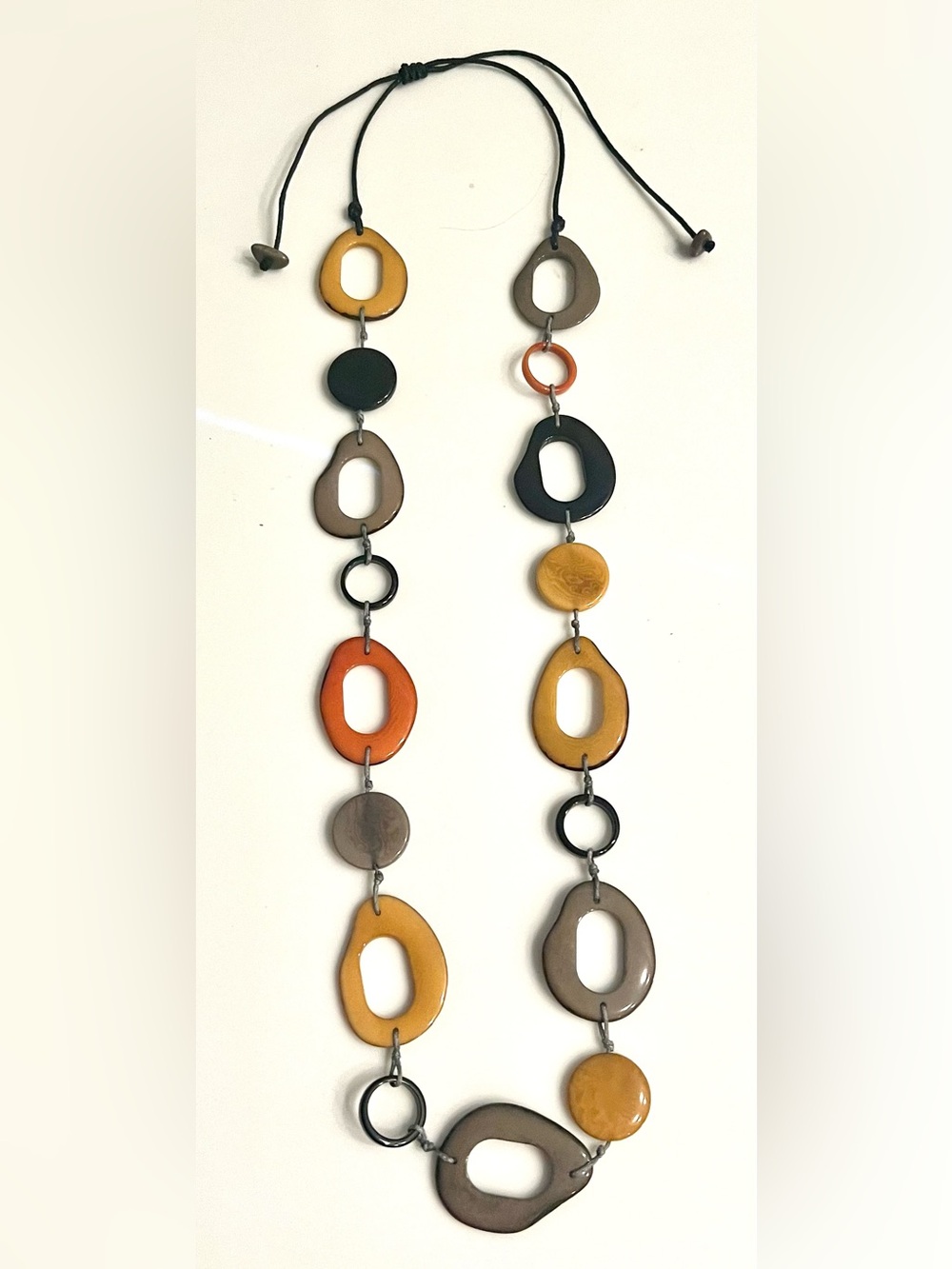 Tagua Nut Necklace with Multicolor Links